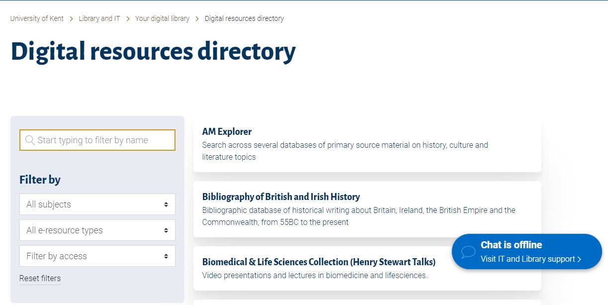 新的数字资源目录的登陆页，在左侧显示过滤器和一些资源记录