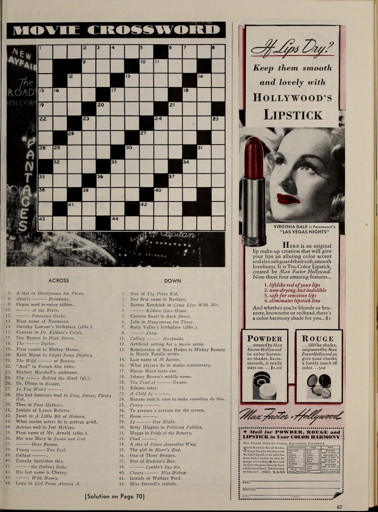 填字游戏好莱坞1941年5月