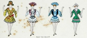 《阿拉丁在德鲁里巷》的服装插图，1885年12月26日制作
