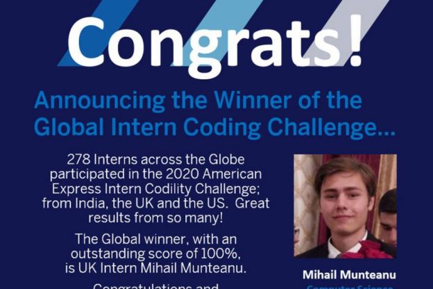 计算机科学学士学位学生Mihail Munteanu赢得实习生编码挑战