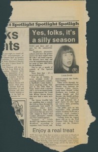 琳达·史密斯1987年在布拉德福德的脱口秀预览文章