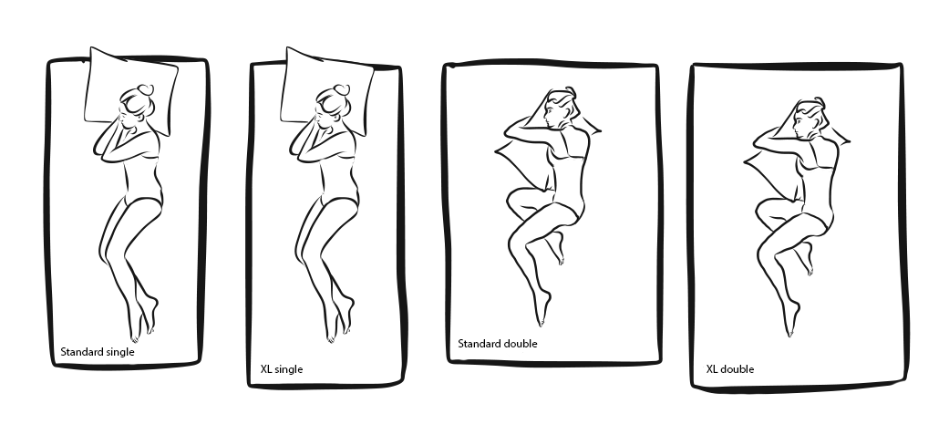 line art of bed sizes