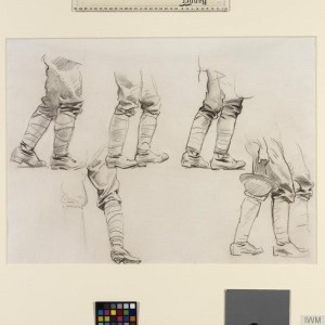 ©IWM (Art。IWM ART 16167).约翰·辛格·萨金特，研究“气体”腿的五项研究