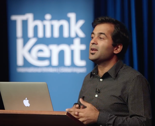 Srivas Chennu delivering Think Kent lecture