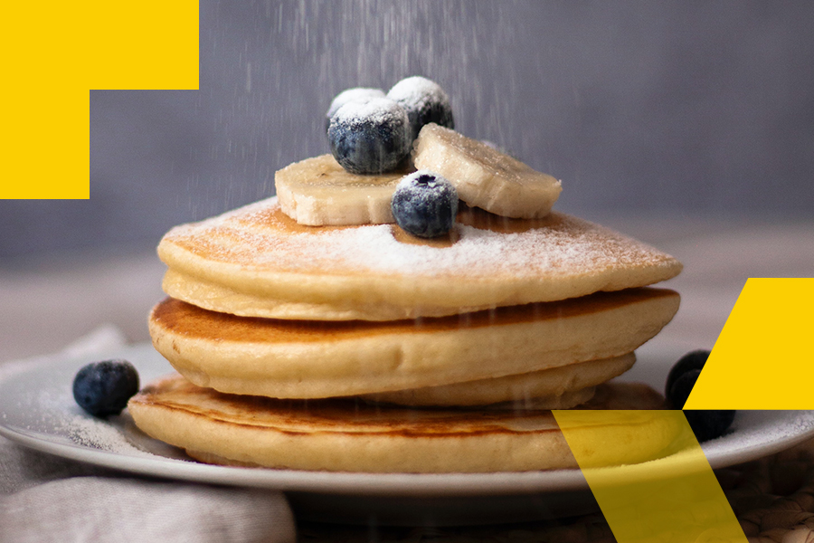 American pancake stack with blueberries